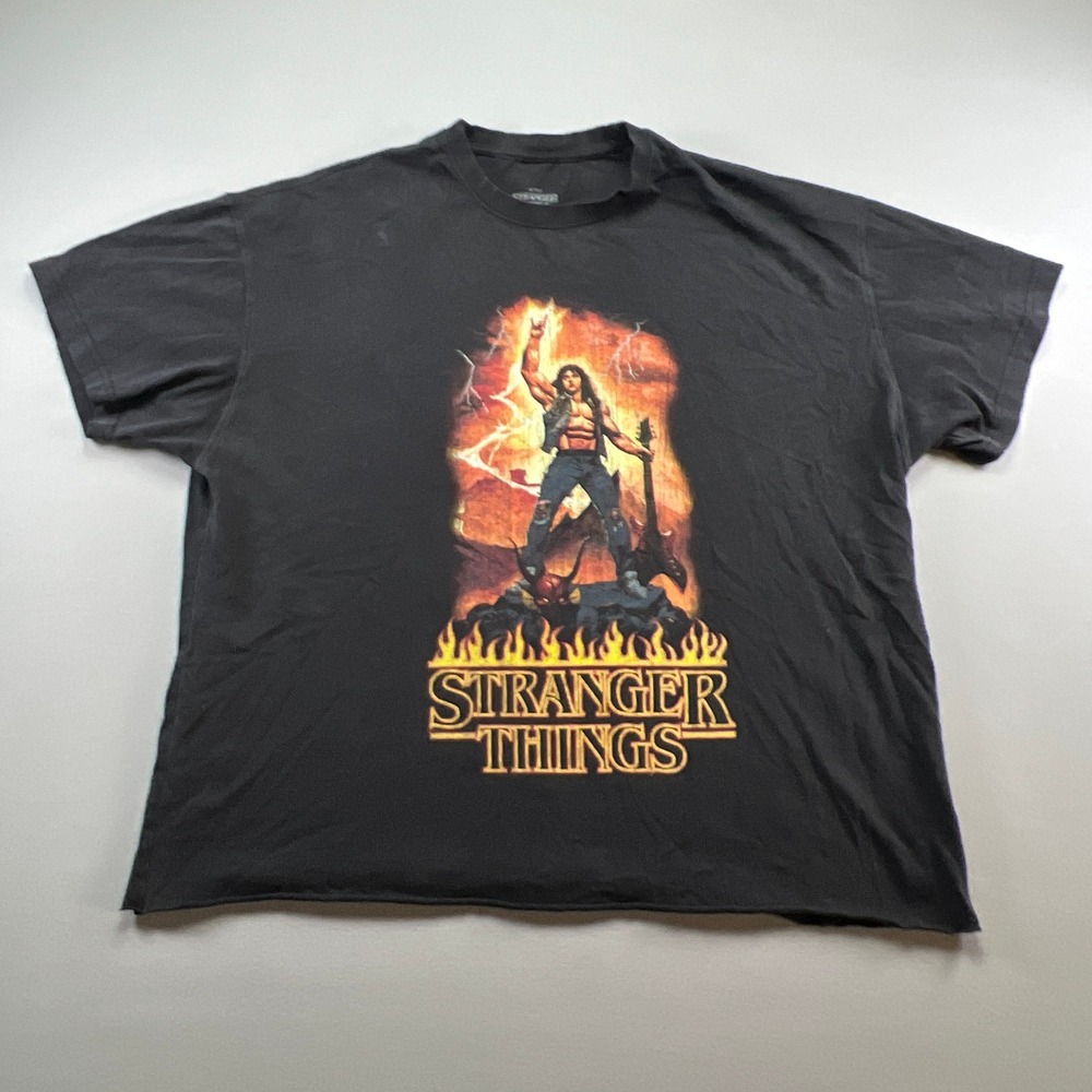 Goat Crew x Netflix Stranger T Shirt Mens Extra Large Black Graphic Print Cotton